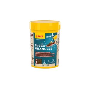 SERA Insect Granules 100 ml (36g) est une alimentations riches pour poissons d'ornements. Idéal aussi pour les éleveurs car il contient un grand taux de protéines.